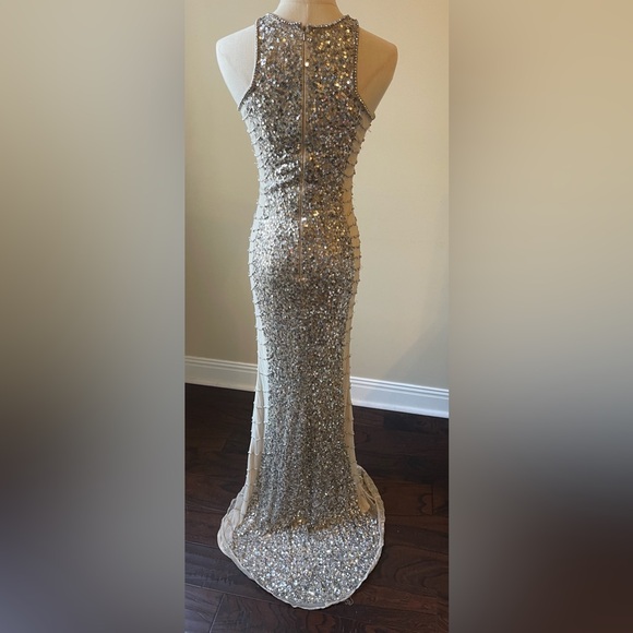 060 Elegant Silver Sequin Gown - Picture 5 of 5